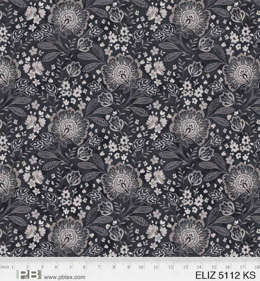Black Jacobean Allover Elizabeth 108" Wideback Fabric *