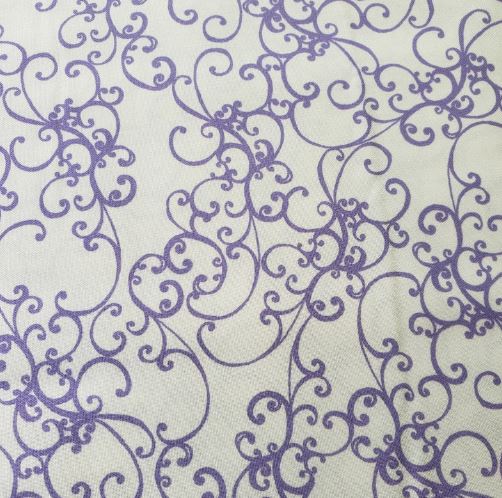 Elegant Purple and White  Scroll Fabric *