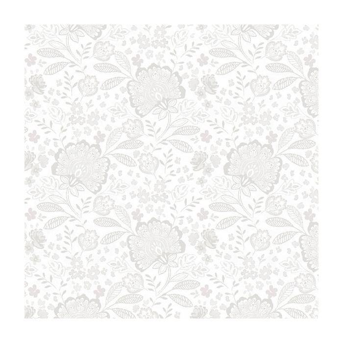 108 Grey on White Background Jacobean Allover Elizabeth Wideback Fabric *