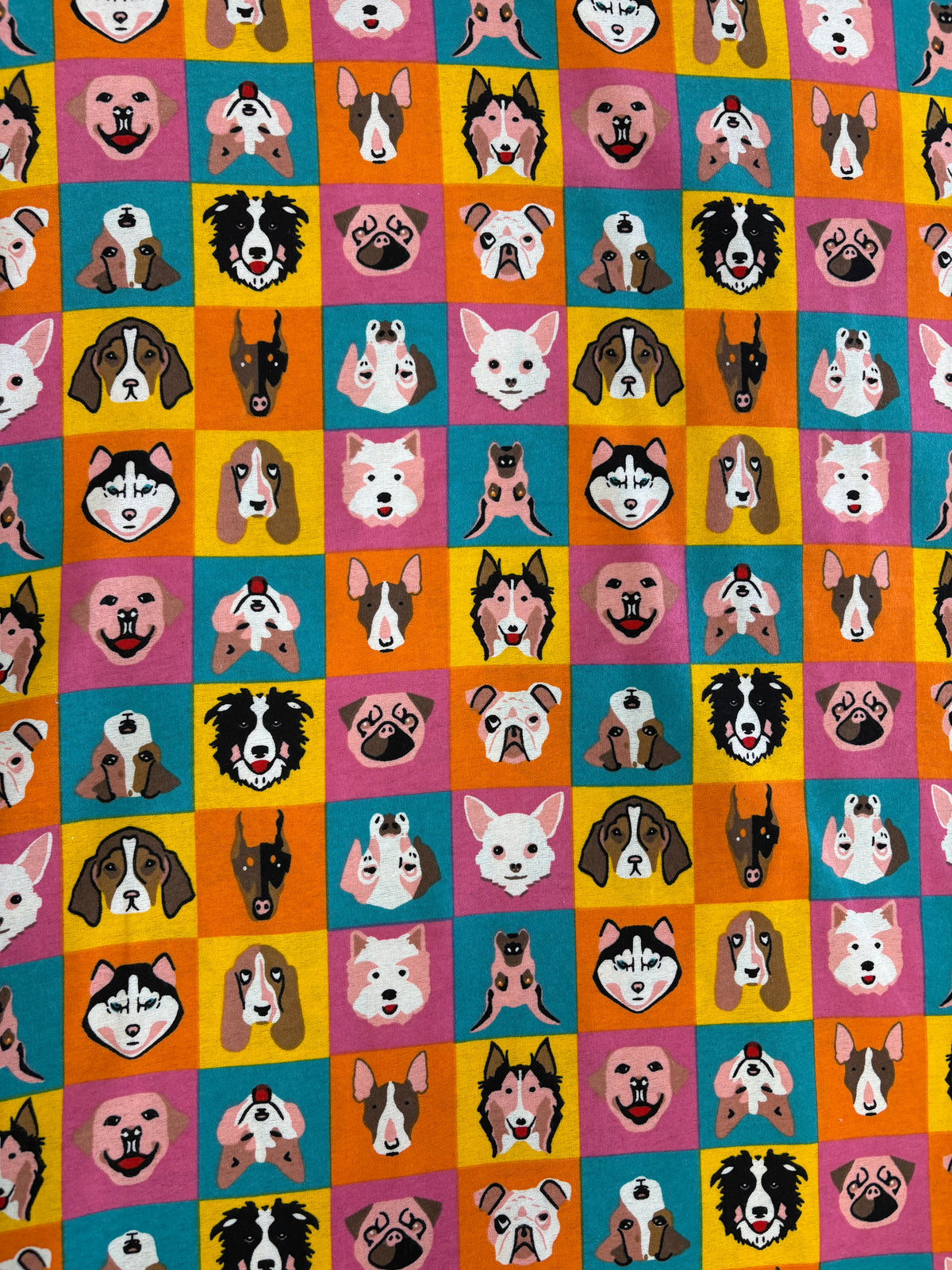 Multi Dog Checked Flannel Fabric