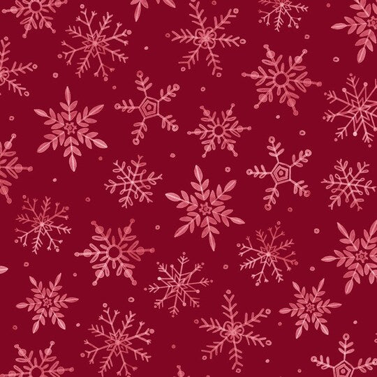 108" First Frost Snowfall Dark Red Wideback Cotton Fabric