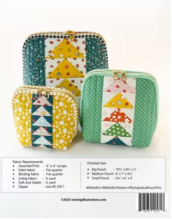 Flying Geese Pouch Trio Bag Pattern by Minki Kim