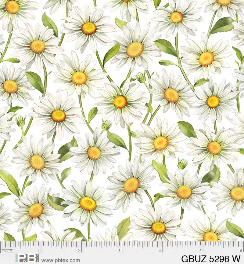 Garden Buzz Daisies Cotton Fabric by PB Textiles