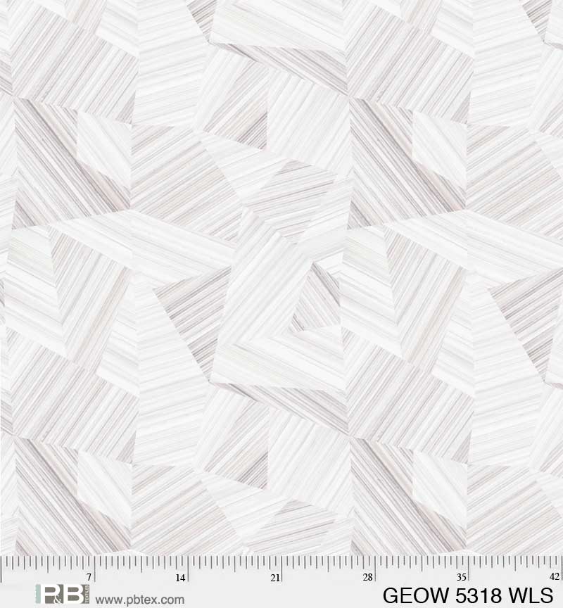White / Light Grey Geode Geometric Elizabeth 108" Wideback Fabric *
