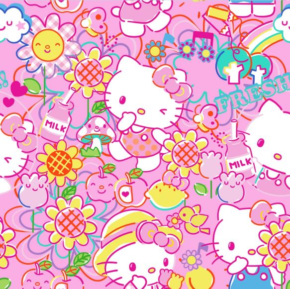 Hello Kitty Garden Doodle Cotton Fabric