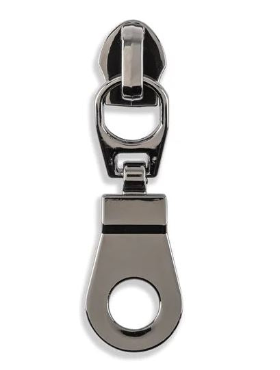 #5 Metallic Nylon Donut Zipper Pulls - Gunmetal, 2 each