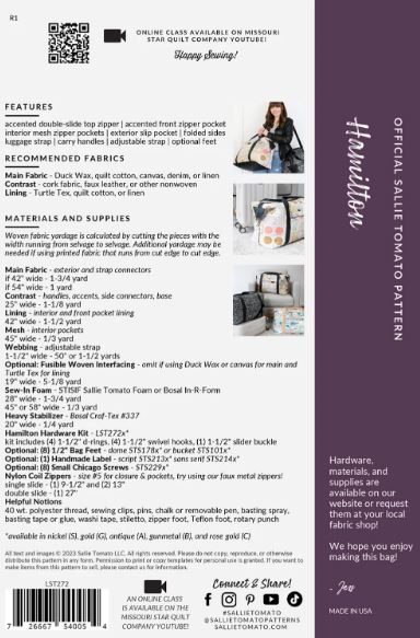 Hamilton Tote Bag Pattern