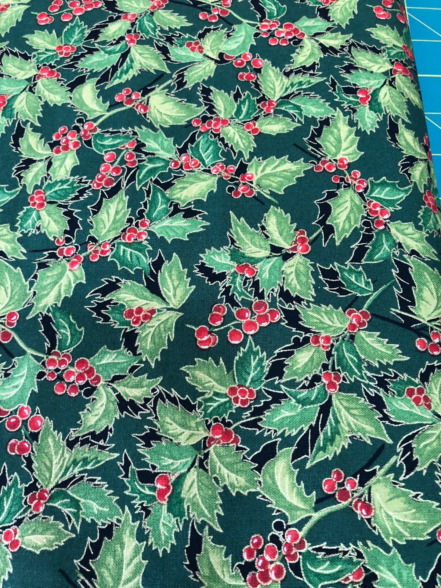 Holiday Edition, Holly and Berry Christmas Cotton Fabric *