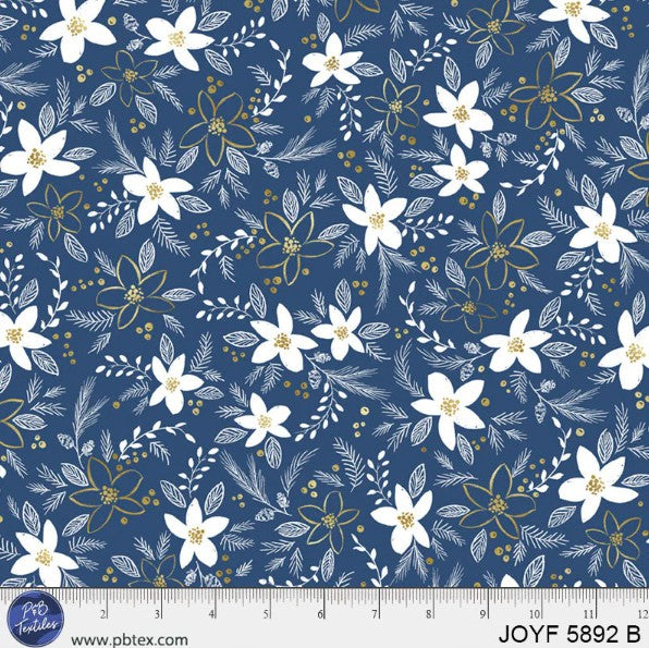 Joyful Floral in Blue Cotton Fabric