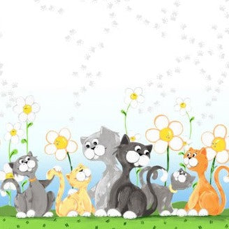 Kitty the Cat Double Border Cotton Quilting Fabric by Susybee *