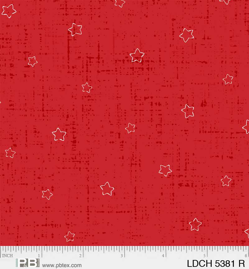 Little Darlings Christmas Star on Red Cotton Fabric