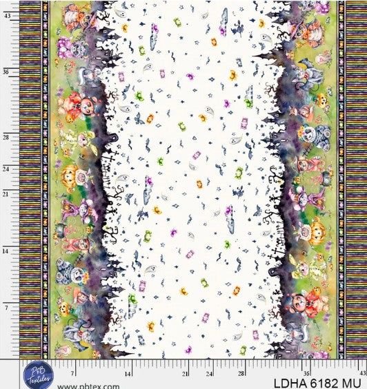 Little Darlings Halloween Scene Double Border Halloween Costume Animals Cotton Fabric