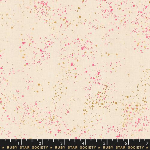 Speckled Metallic Neon Pink with Ivory background RS5027 Cotton Fabric by Ruby Star for Moda *