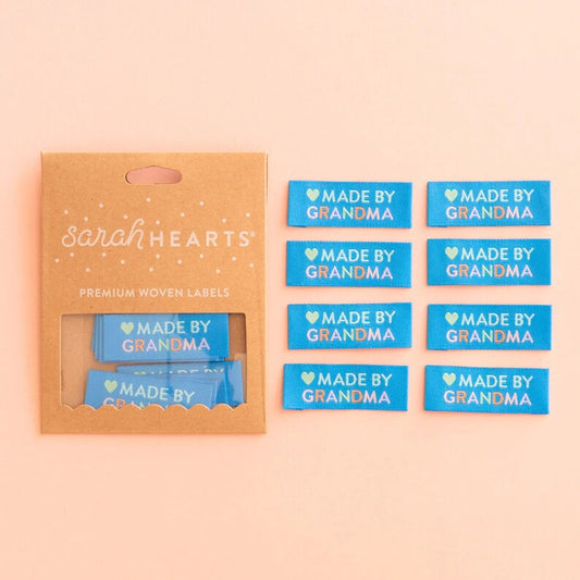 Sarah Hearts, Made by Grandma, Premium Woven Clothing/Quilt Labels
