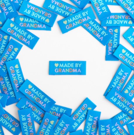 Sarah Hearts, Made by Grandma, Premium Woven Clothing/Quilt Labels