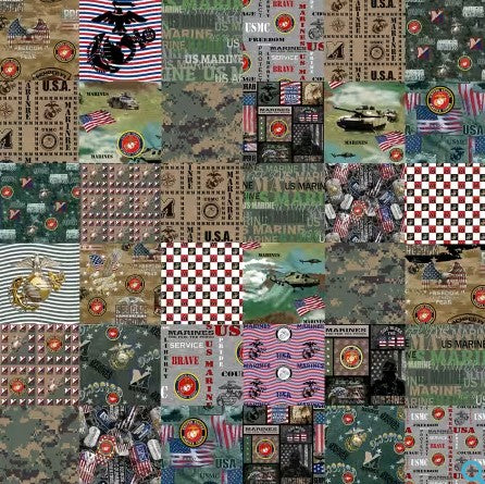 Marine Cheater Quilt Cotton Fabric 60" Wide