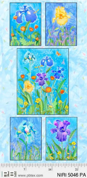 Nature Iris Floral Fabric Panel #57