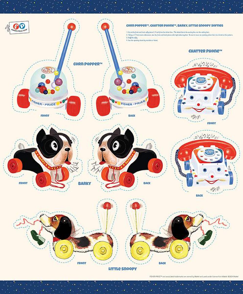 Pop 'n Play Softie Toys Panel Fisher-Price Toys for Riley Blake #100