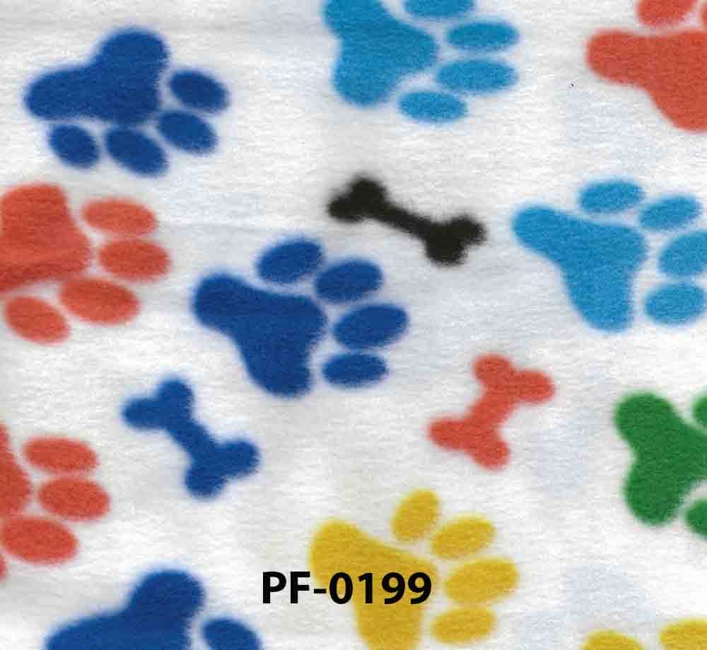 Yukon Bright Color Paw Prints Fleece Fabric