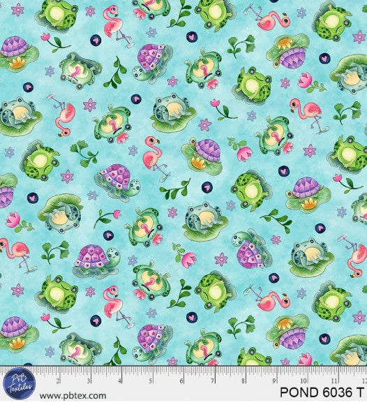 Pondside Pals, Tossed Animal Heads Cotton Fabric