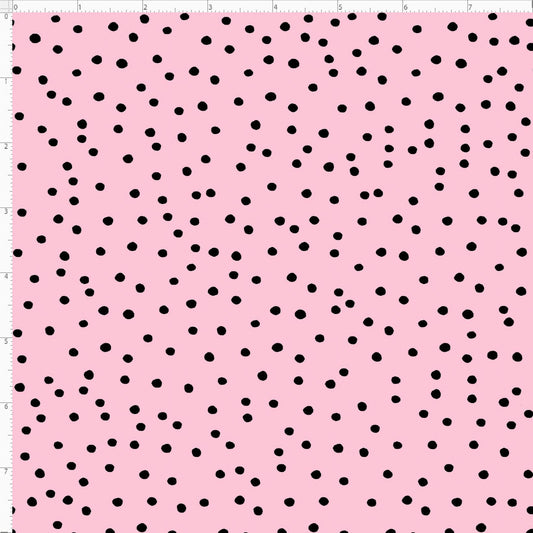 Pink / Black Dinky Dots Cotton Fabric *