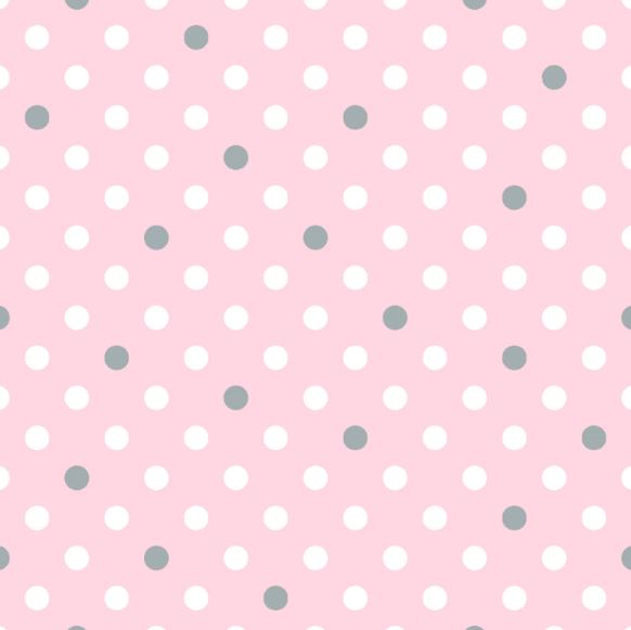Pink with white and grey dots flannel Fabric