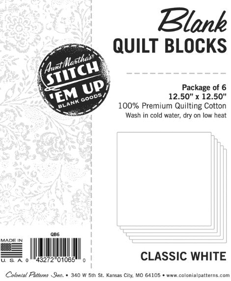 Precut Blank Quilt Blocks 12.5" x 12.5"