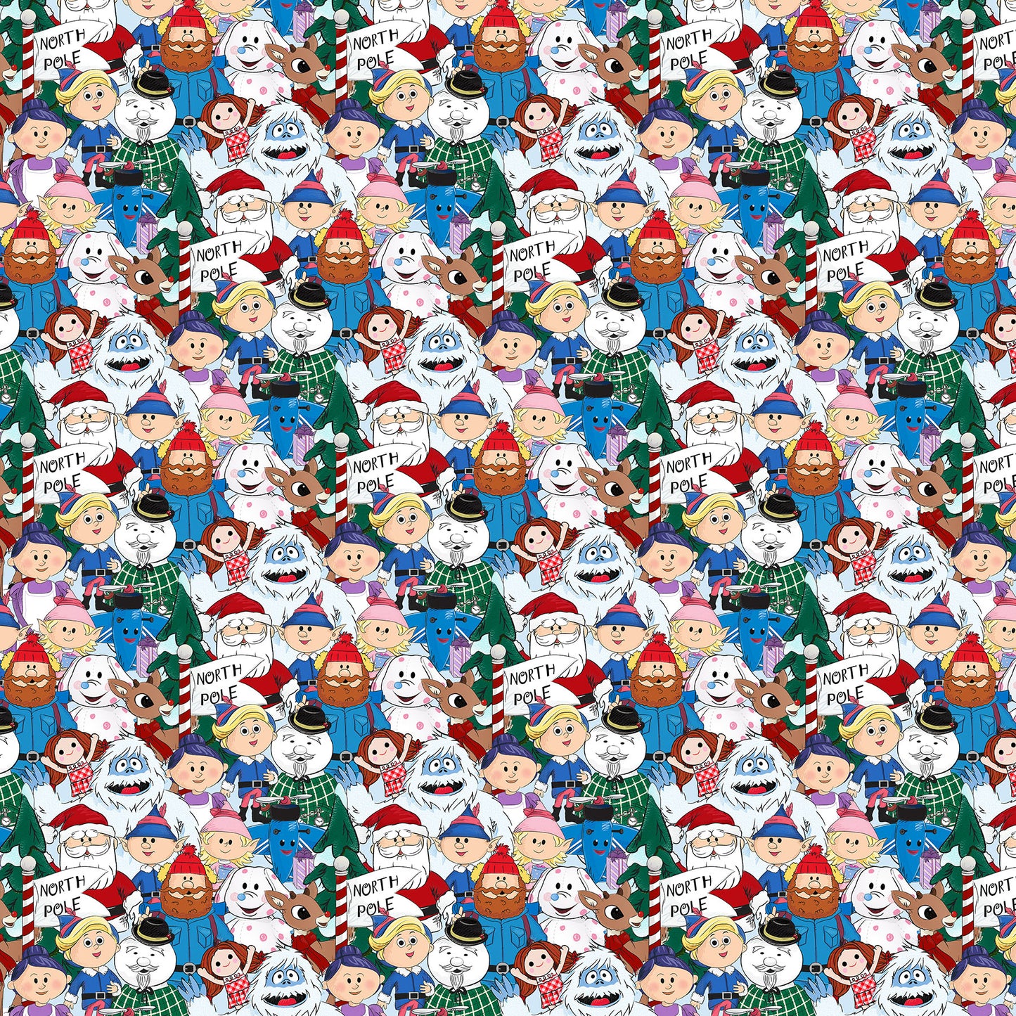 Characters from Rudolph the Red Nose Reindeer Collection Christmas Cotton Fabric by Northcott