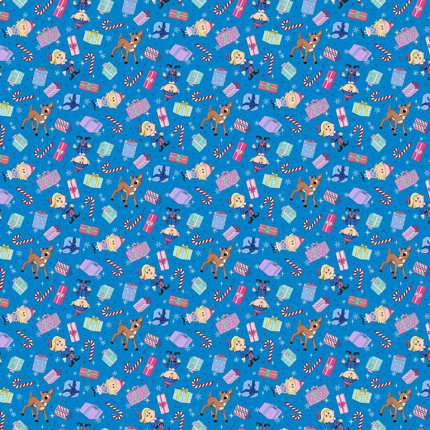 Presents Blue from Rudolph the Red Nose Reindeer Collection Christmas Cotton Fabric by Northcott