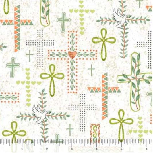 Rejoice Crosses Cotton Fabric *