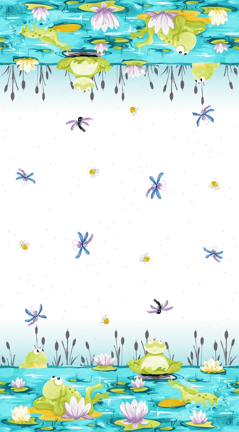 Aqua Paul's Pond Double Border fabric by Susybee