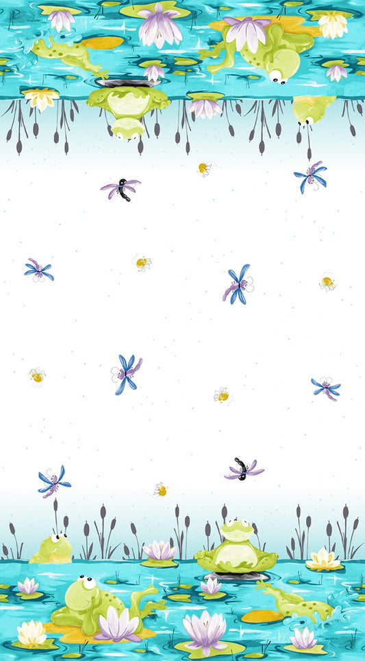 Aqua Paul's Pond Double Border fabric by Susybee