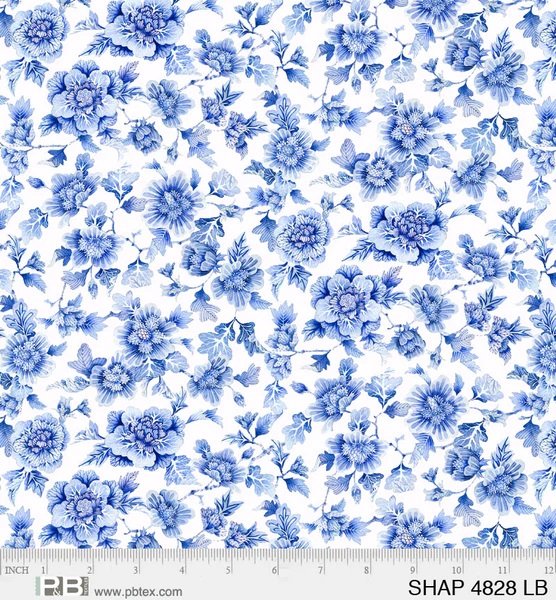 Springtime Happiness Small Blue Flowers Quilting Cotton Fabric *