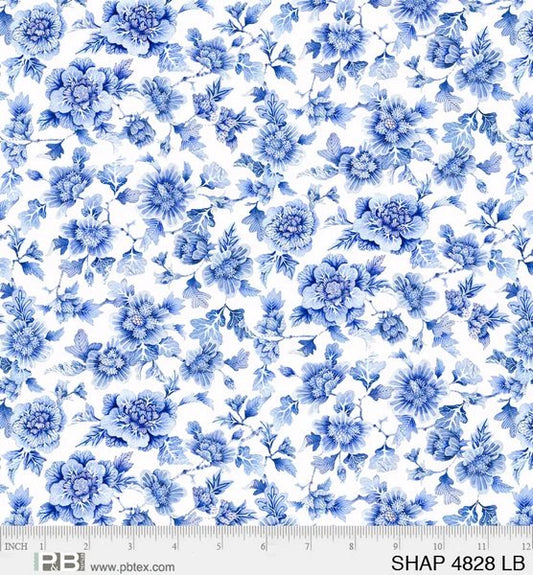 Springtime Happiness Small Blue Flowers Quilting Cotton Fabric *
