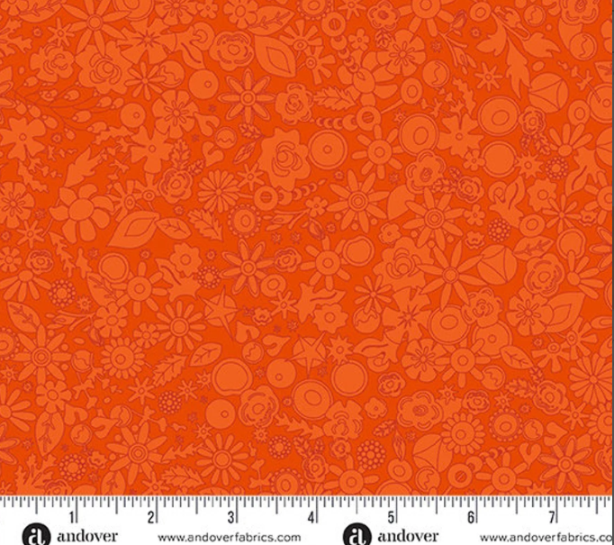 2024 Sun Print Orange Cotton Fabric by Allison Glass for Andover Fabrics