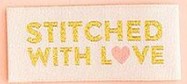 Sarah Hearts, Stitched with Love, Premium Woven Clothing/Quilt Labels