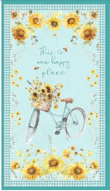 Sunflower Sweet Bicycle Fabric Panel for Wilmington Prints #96