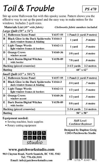 Toil and Trouble Panel Pattern