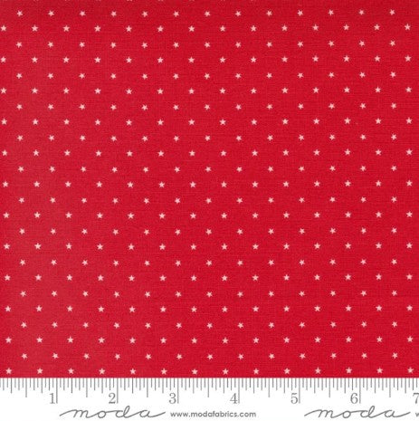Twinkle Sky Cherry Red Cotton Fabric with Stars