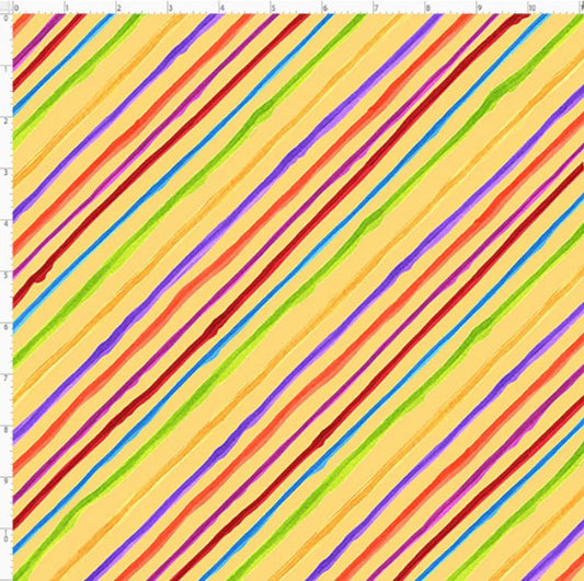 Quirky Yellow Bias Stripe Fabric *