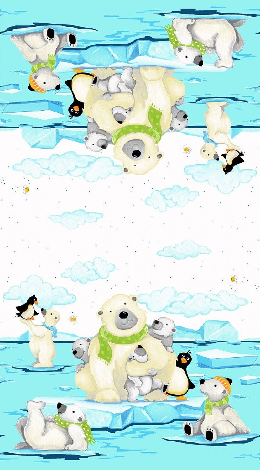 Aqua Burr The Polar Bear Double Border fabric by Susybee *