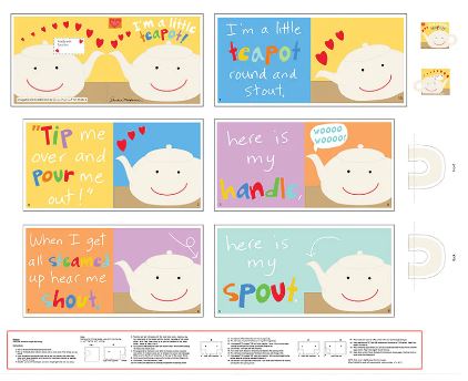 I'm a Little Teapot Book Fabric Panel #22**