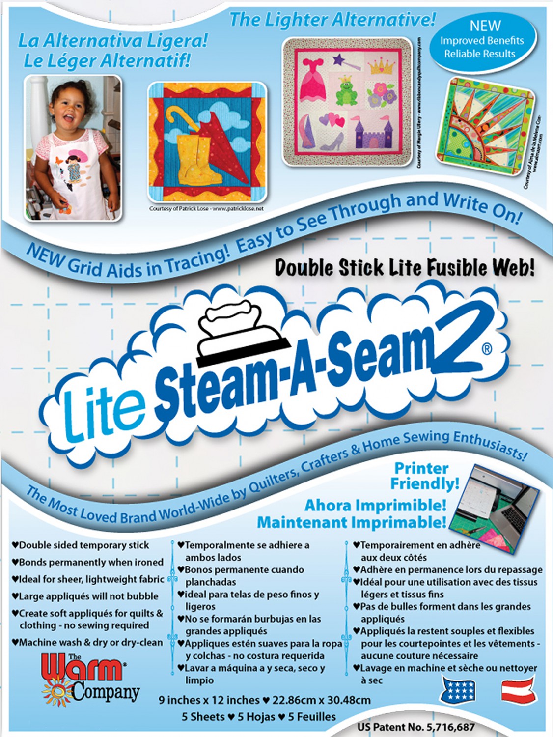 Lite Steam a Seam 9" x 12" sheets, 5 sheets