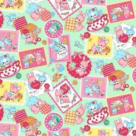 Retro Animals - Vintage Look Baby Animals Cotton Sheeting Fabric