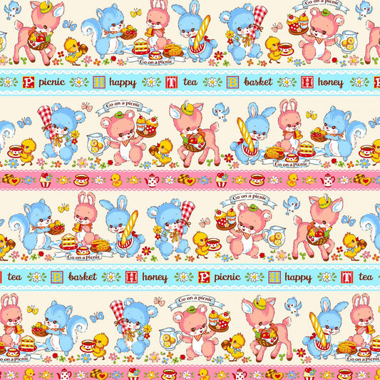 Retro Animals - Vintage Look Baby Animals Cotton Sheeting Fabric