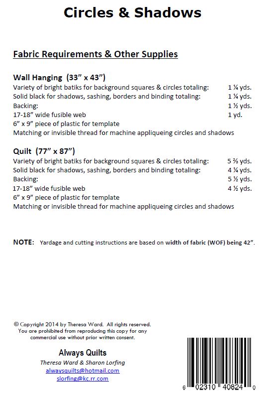Circles and Shadows PDF Download Quilt Pattern by Always Quilts