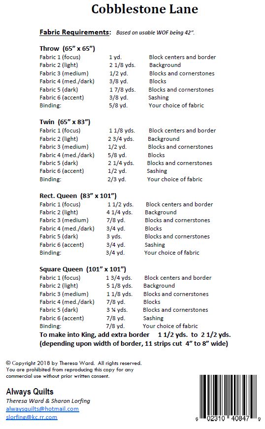 Cobblestone Lane PDF Download Quilt Pattern by Always Quilts