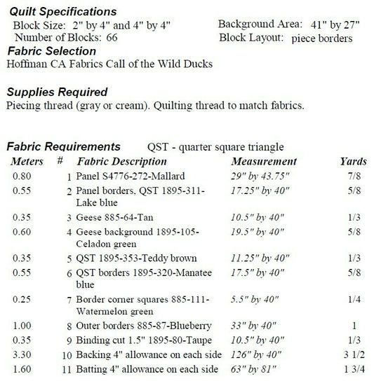 Duck Migration PDF Quilt Pattern by Castilleja Cotton