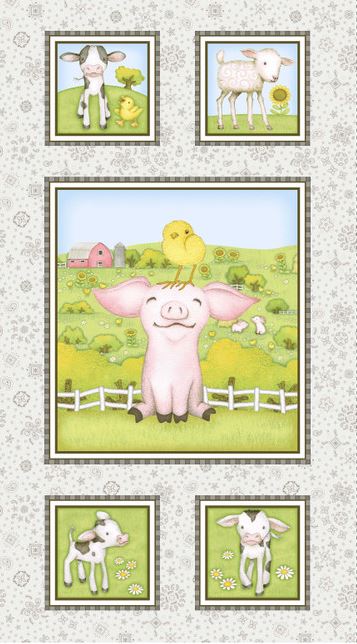 Farm Babies Fabric Panel #53