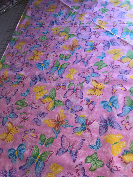 Crystaline Make Believe Glitter Butterfly Fabric *
